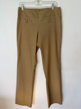 Soho Apparel Tan/Khaki Straight-Leg Pants Stretchy Size Medium Elastic waist